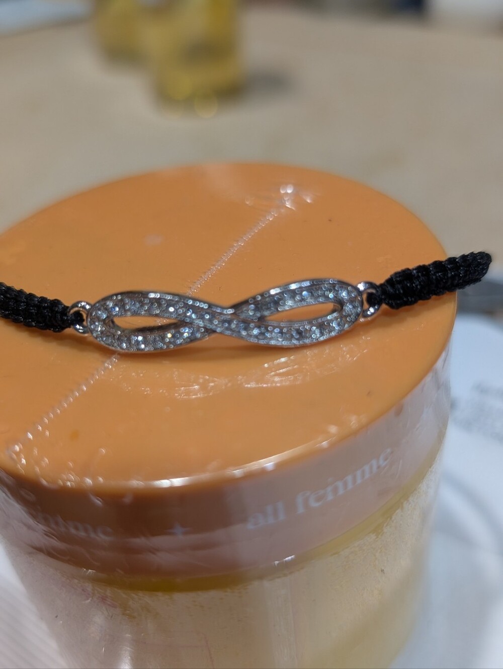 Touchstone Crystal Sparkling Infinity Cord Bracelet - Black